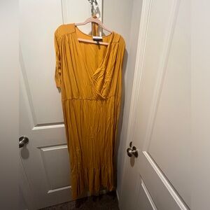 Yellow Maxi Faux Wrap Dress